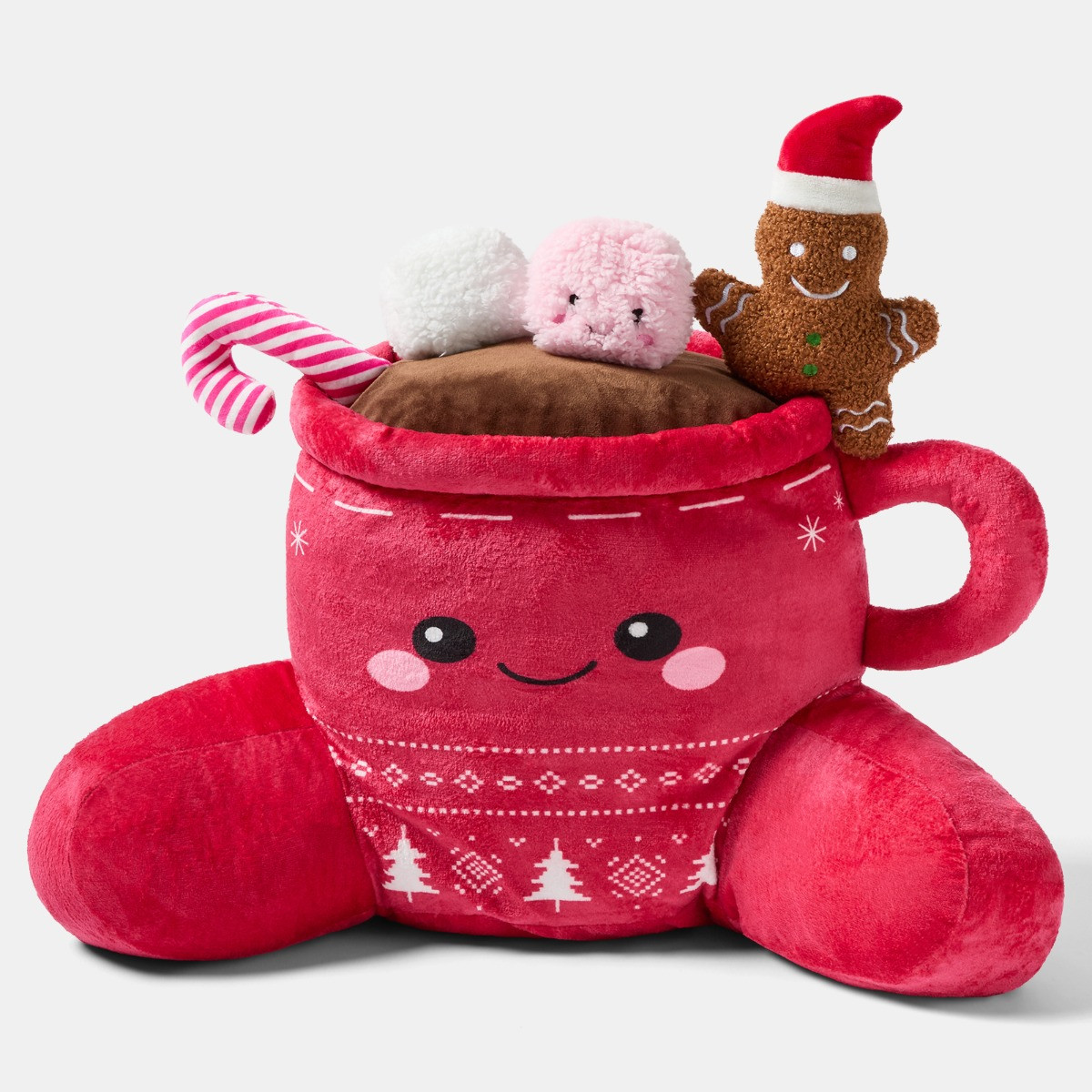 OHS Festive Hot Chocolate Cuddle Cushion - Red>