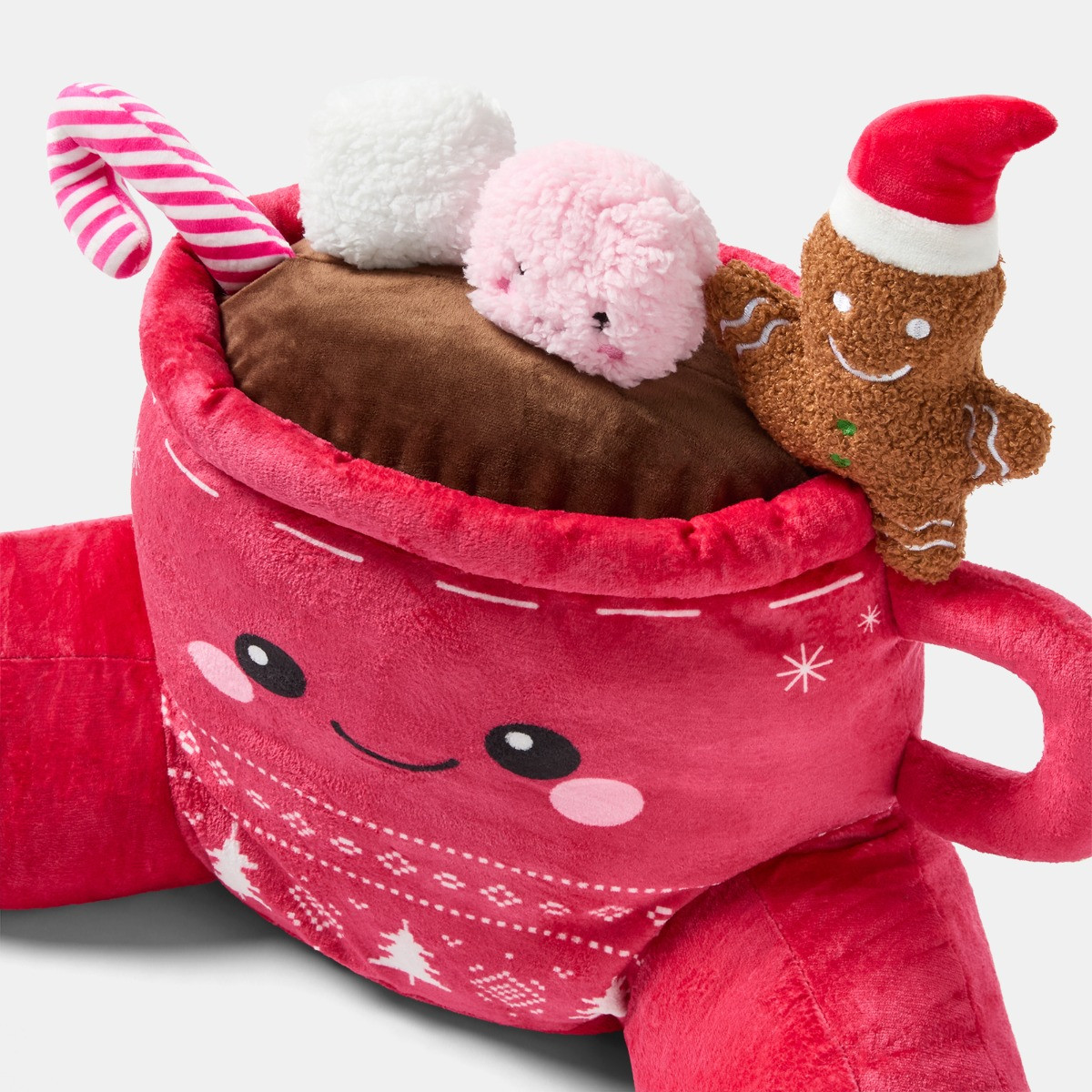 OHS Festive Hot Chocolate Cuddle Cushion - Red>