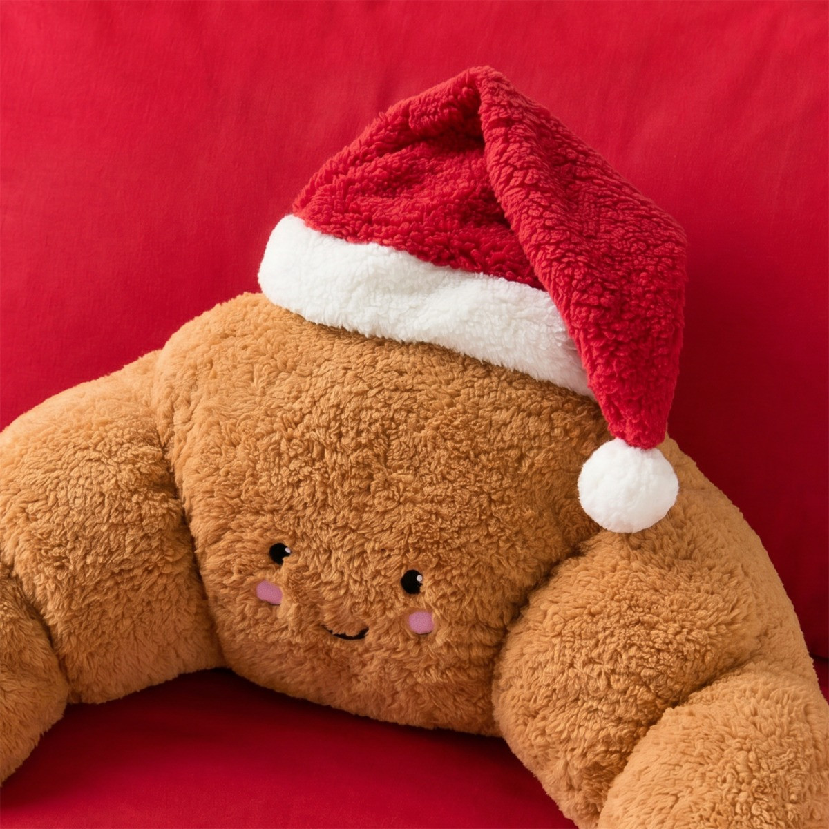 OHS Claude The Santa Croissant Cuddle Cushion - Brown>