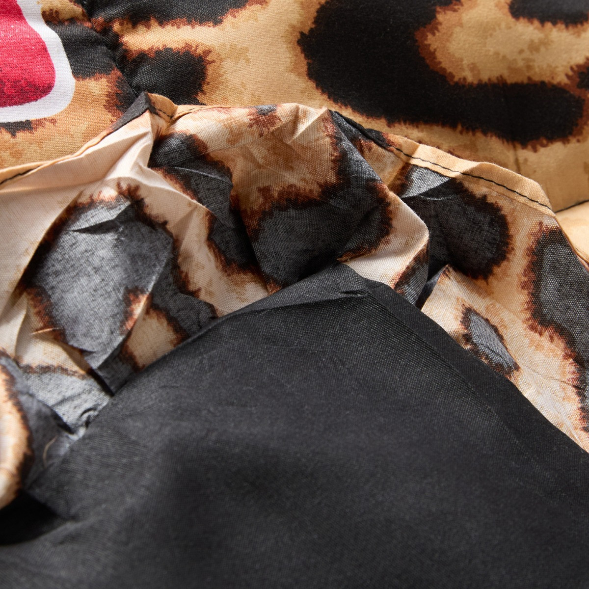 OHS Bow Leopard Print Frill Edge Coverless 7.5 Tog Duvet Set - Natural>