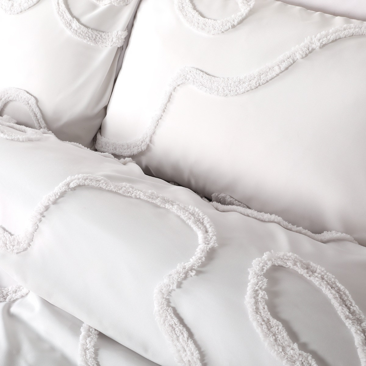OHS Tufted Bow Duvet Cover Set - White>