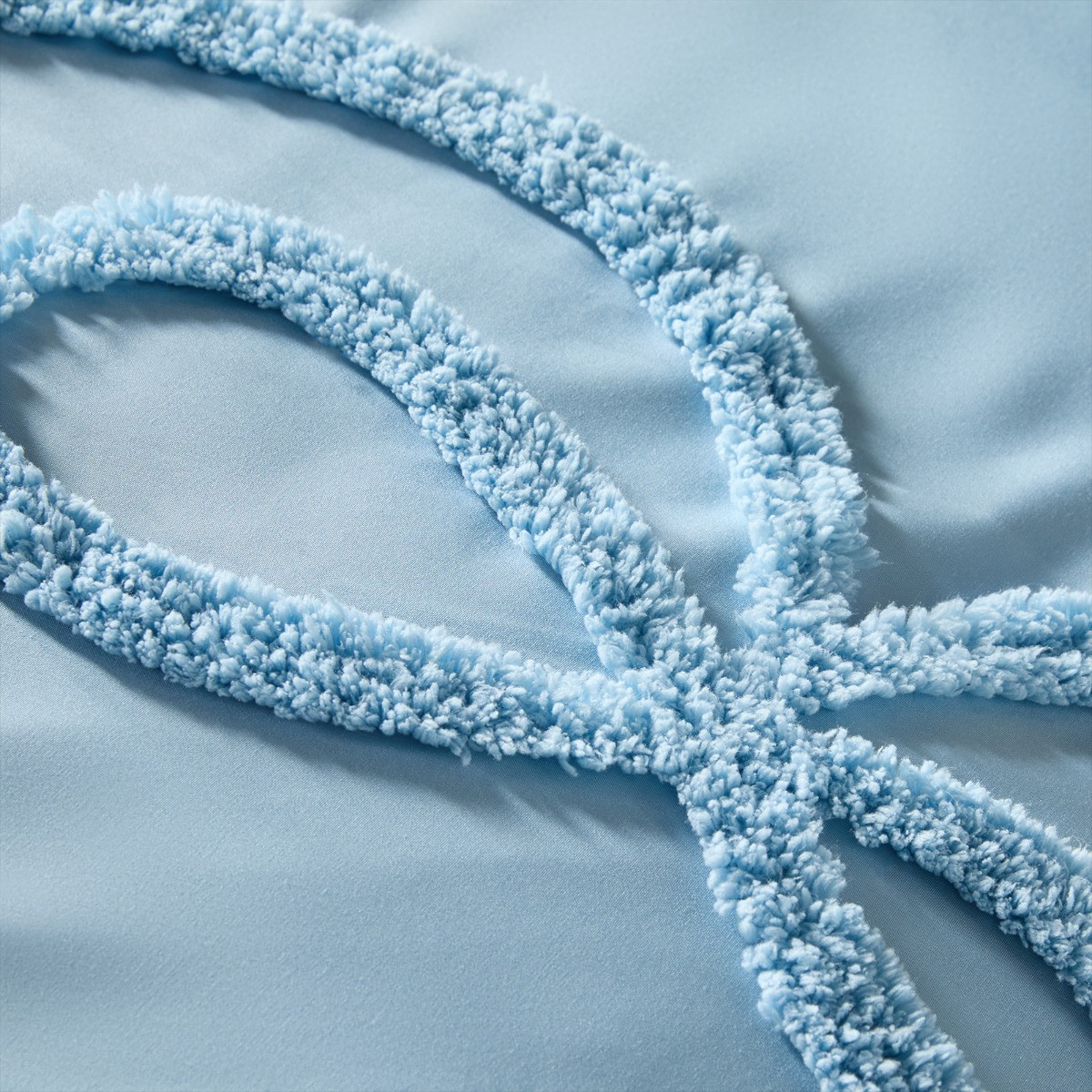 OHS Tufted Bow Duvet Cover Set - Dusky Blue>