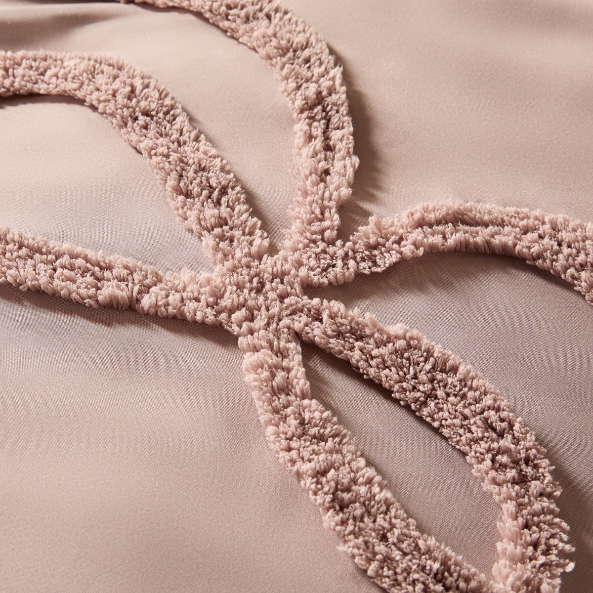 OHS Tufted Bow Duvet Cover Set - Natural>