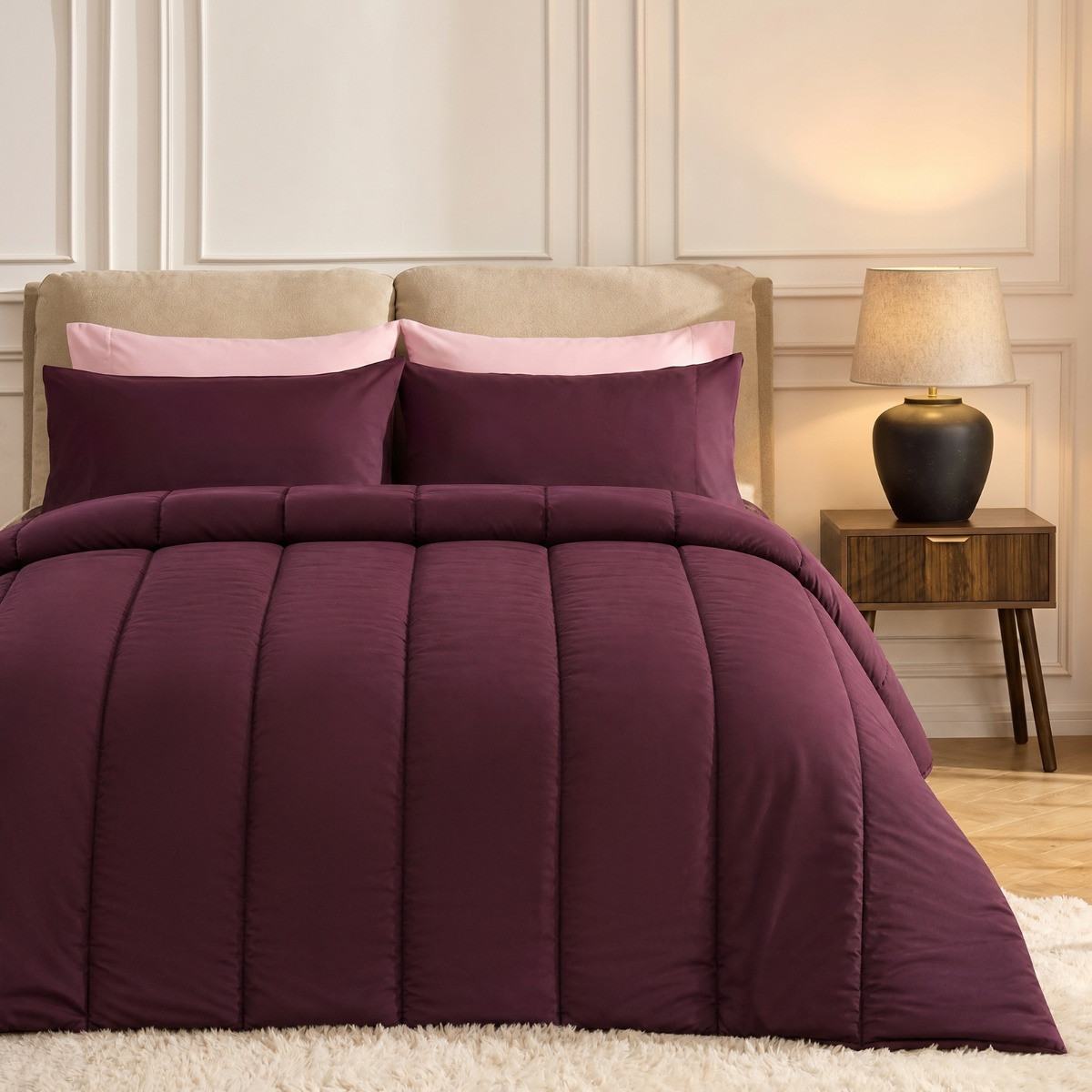 OHS Coverless 10.5 Tog Duvet Set - Plum>