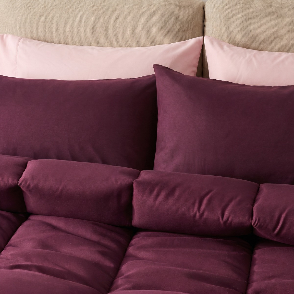 OHS Coverless 10.5 Tog Duvet Set - Plum>