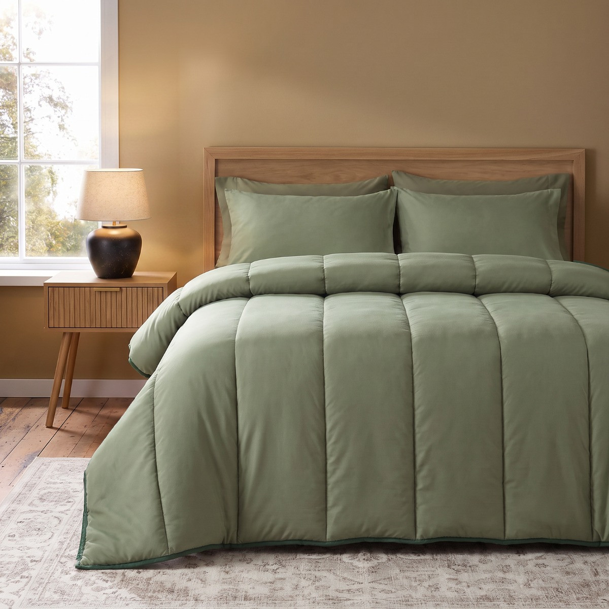 OHS Coverless 10.5 Tog Reversible Duvet Set - Woodland/Forest Green>