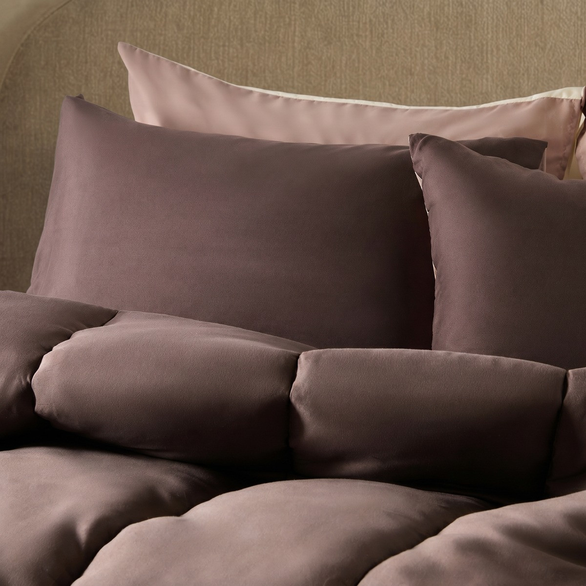 OHS Coverless 10.5 Tog Reversible Duvet Set, Coffee/Natural - King>