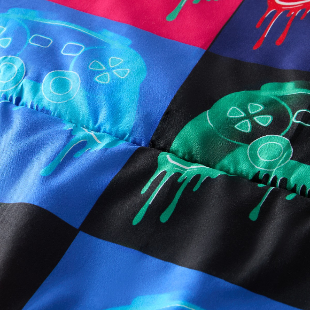 OHS Gaming Print Coverless 10.5 Tog Duvet Set, Multi - Single>