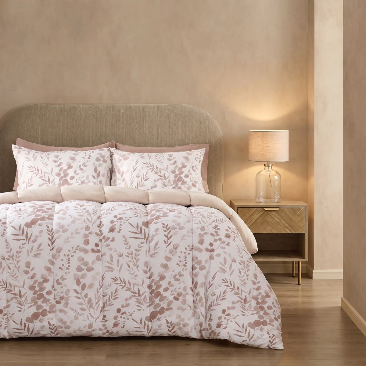 OHS Floral Print Coverless 10.5 Tog Duvet Set - Natural>