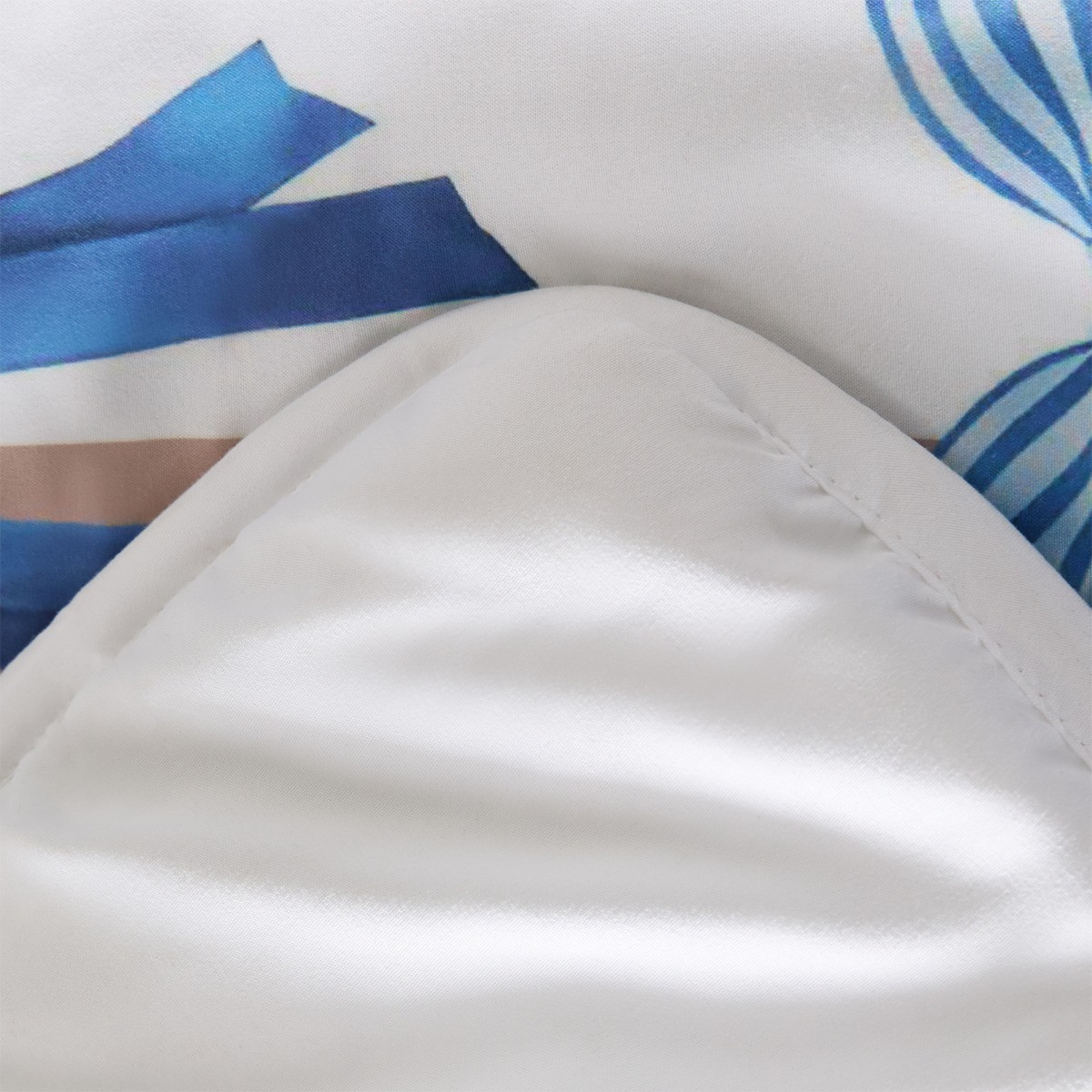 OHS Multi Bow Stripe Coverless 10.5 Tog Duvet Set - Natural/White>
