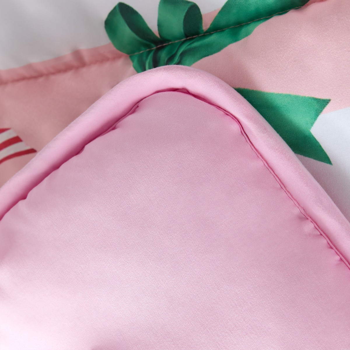 OHS Multi Bow Stripe Coverless 10.5 Tog Duvet Set - Pink/White>