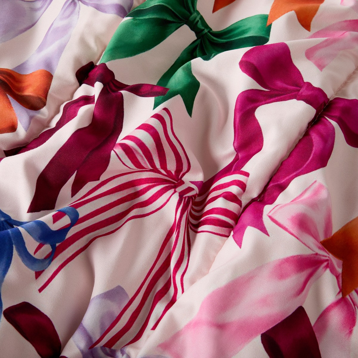 OHS Bow Print Coverless Sherpa Fleece 10.5 Tog Duvet Set - Multi>