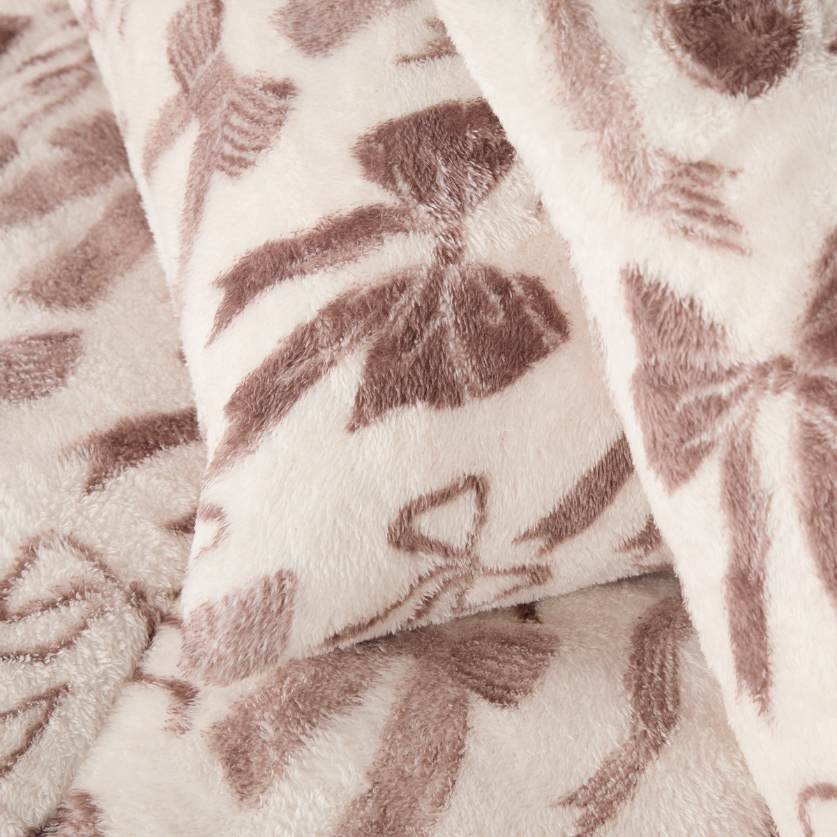 OHS Bow Print Teddy Coverless 10.5 Tog Duvet Set - Ivory/Natural>