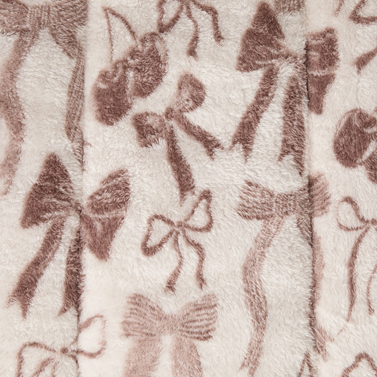 OHS Bow Print Teddy Coverless 10.5 Tog Duvet Set - Ivory/Natural>