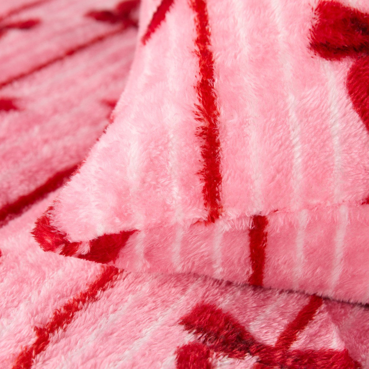 OHS Bow Stripe Print Teddy Coverless 10.5 Tog Duvet Set - Pink>
