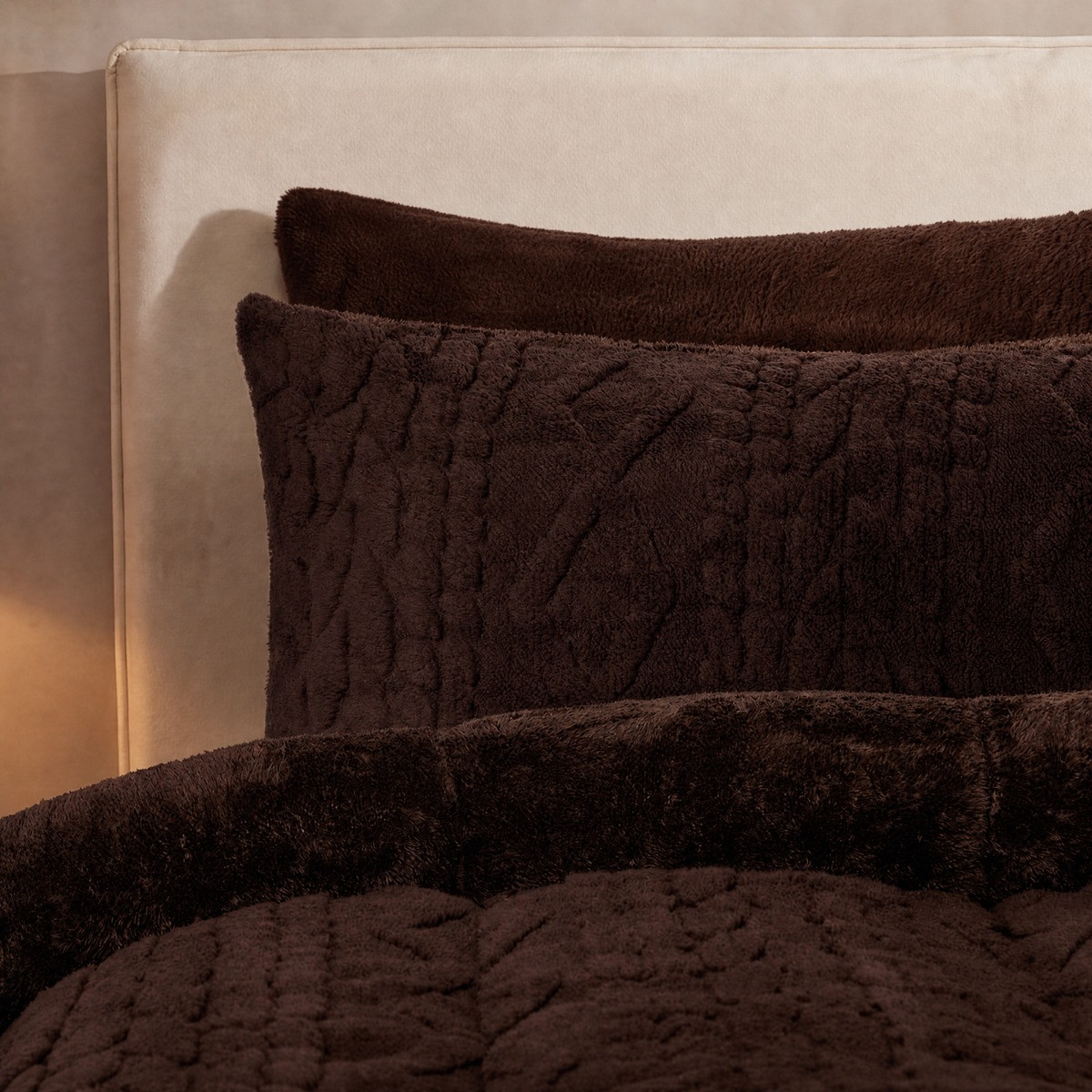 OHS Coverless Cable Knit 10.5 Tog Duvet Set - Coffee>