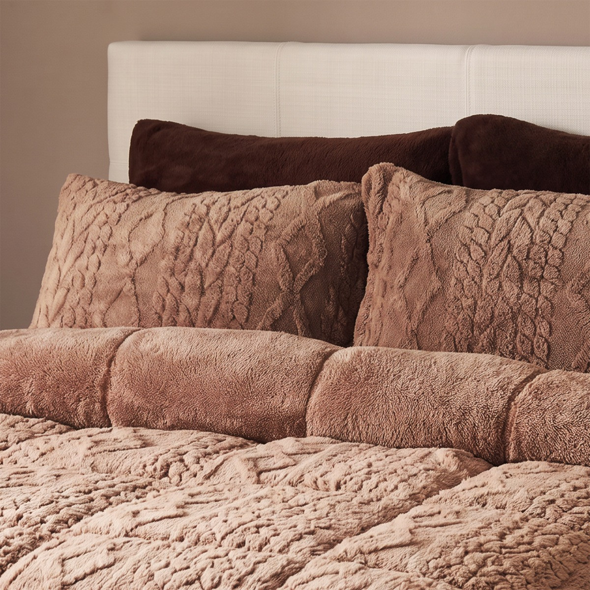 OHS Coverless Cable Knit 10.5 Tog Duvet Set - Natural>