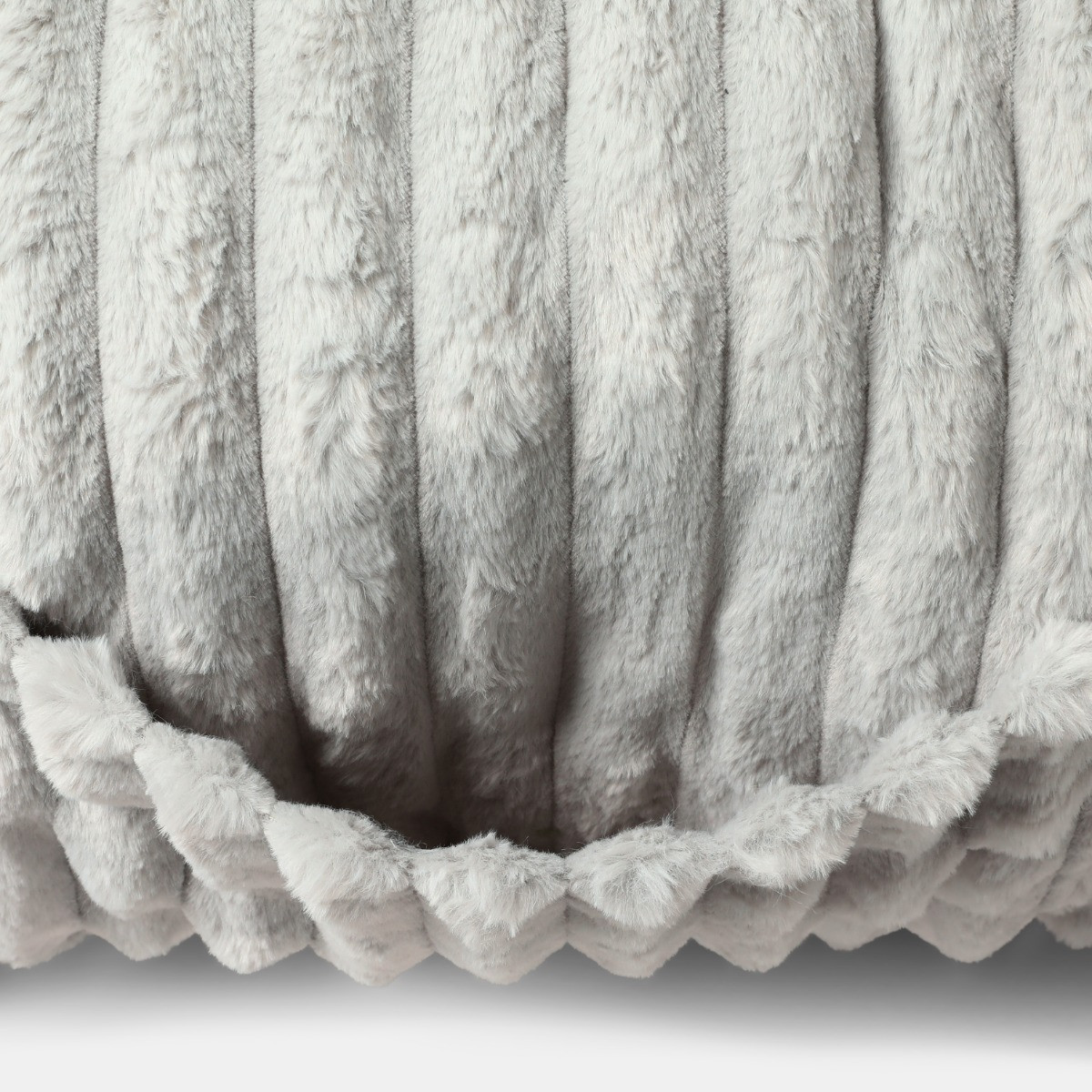 OHS Heatable Ribbed Faux Fur Cuddle Cushion - Silver>