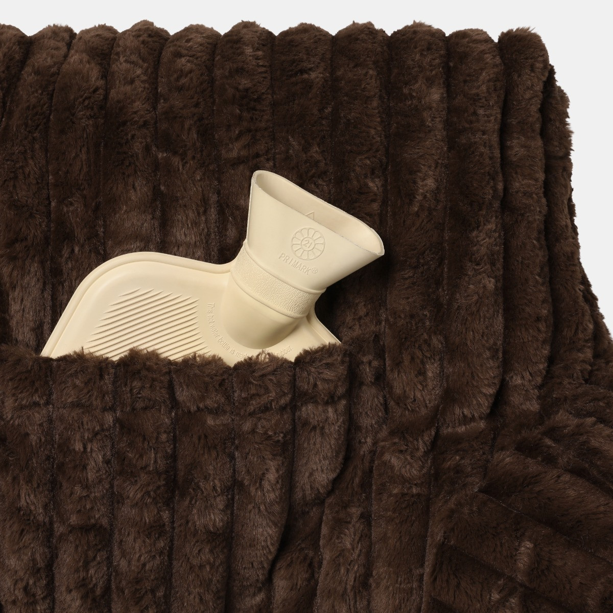 OHS Ribbed Faux Fur Cuddle Cushion with Heatable Pocket - Coffee>