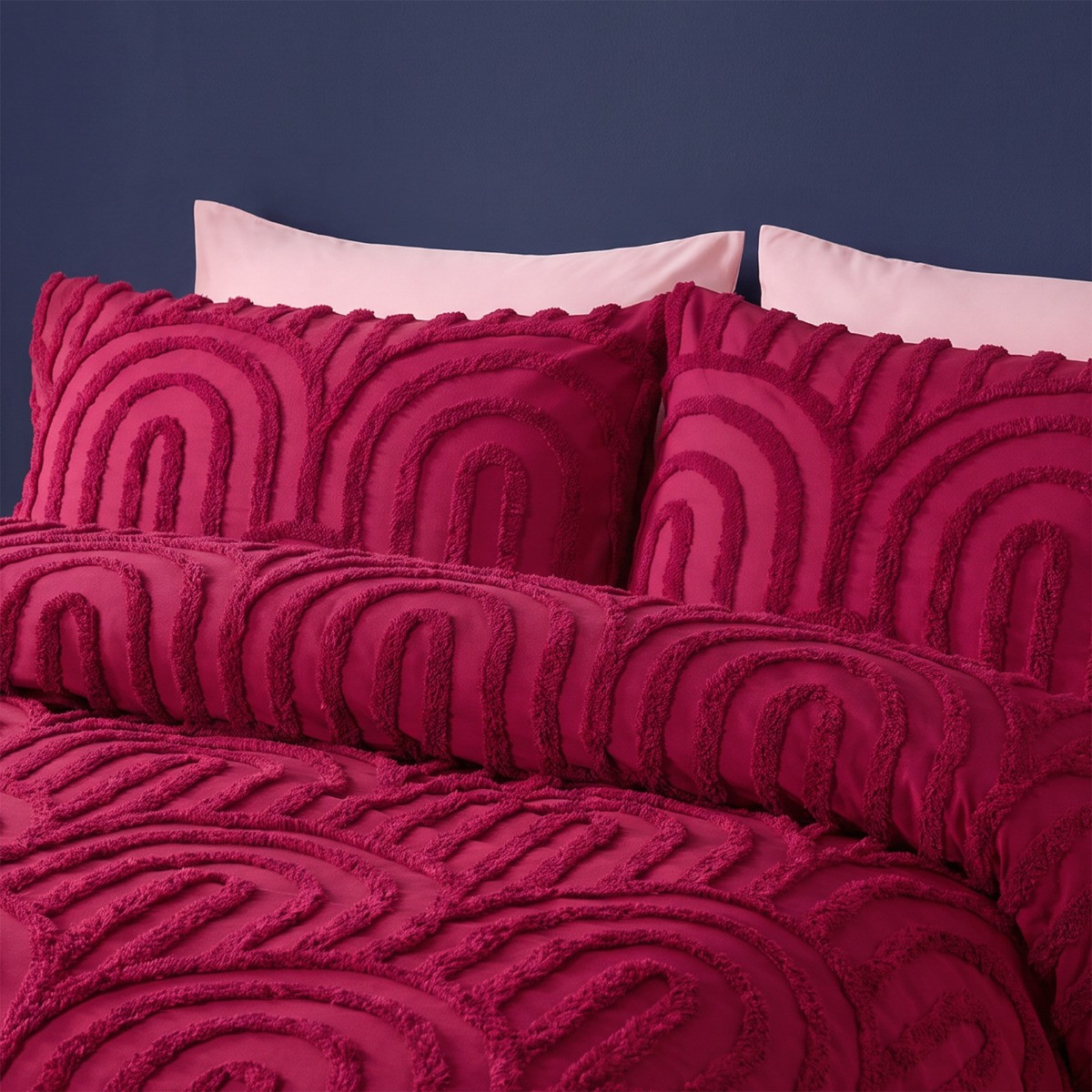 OHS Tufted Arches Duvet Cover Set - Berry>