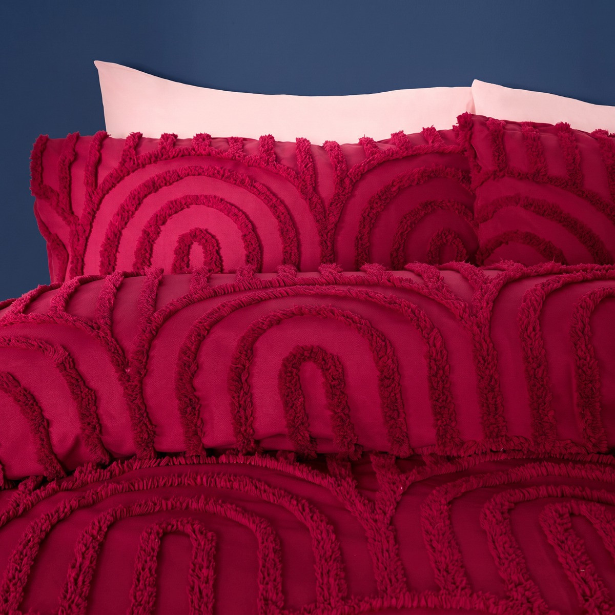 OHS Tufted Arches Duvet Cover Set - Berry>