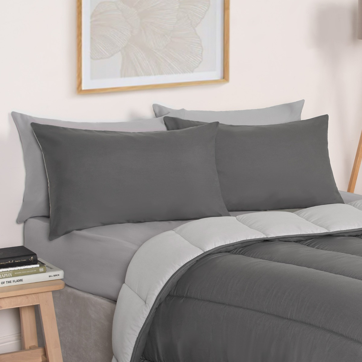 OHS Coverless 10.5 Duvet & Pillowcase, Grey/Silver - King>