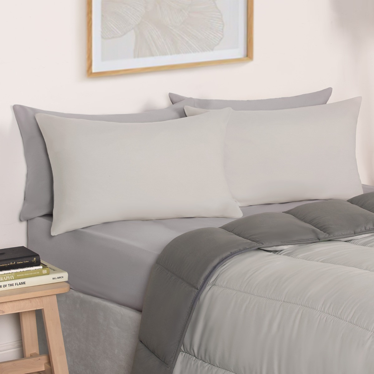 OHS Coverless 10.5 Tog Reversible Duvet & Pillowcase, Silver/Grey - Double>