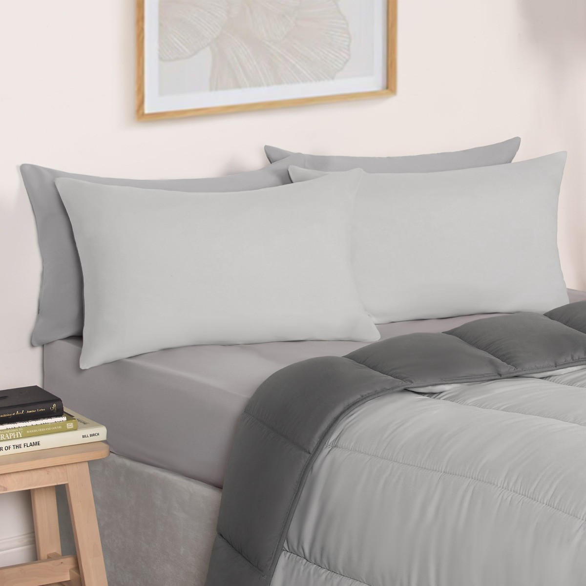 OHS Coverless 10.5 Duvet & Pillowcase, Grey/Silver - King>