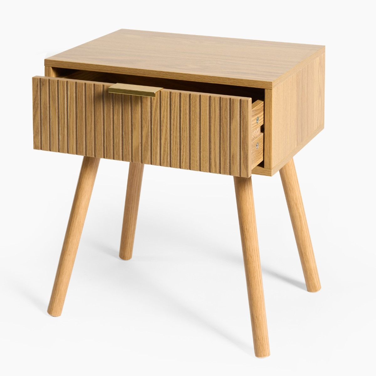OHS Venice Ribbed Bedside Table - Natural Wood>