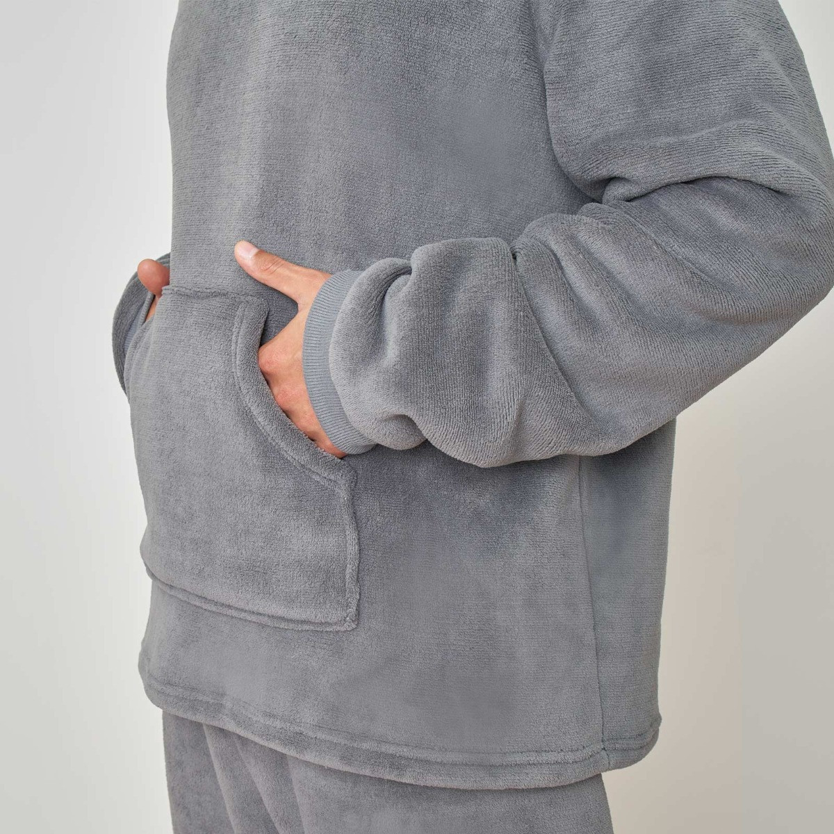 Dreamscene Sherpa Fleece Hoodie Pyjama Set - Charcoal>