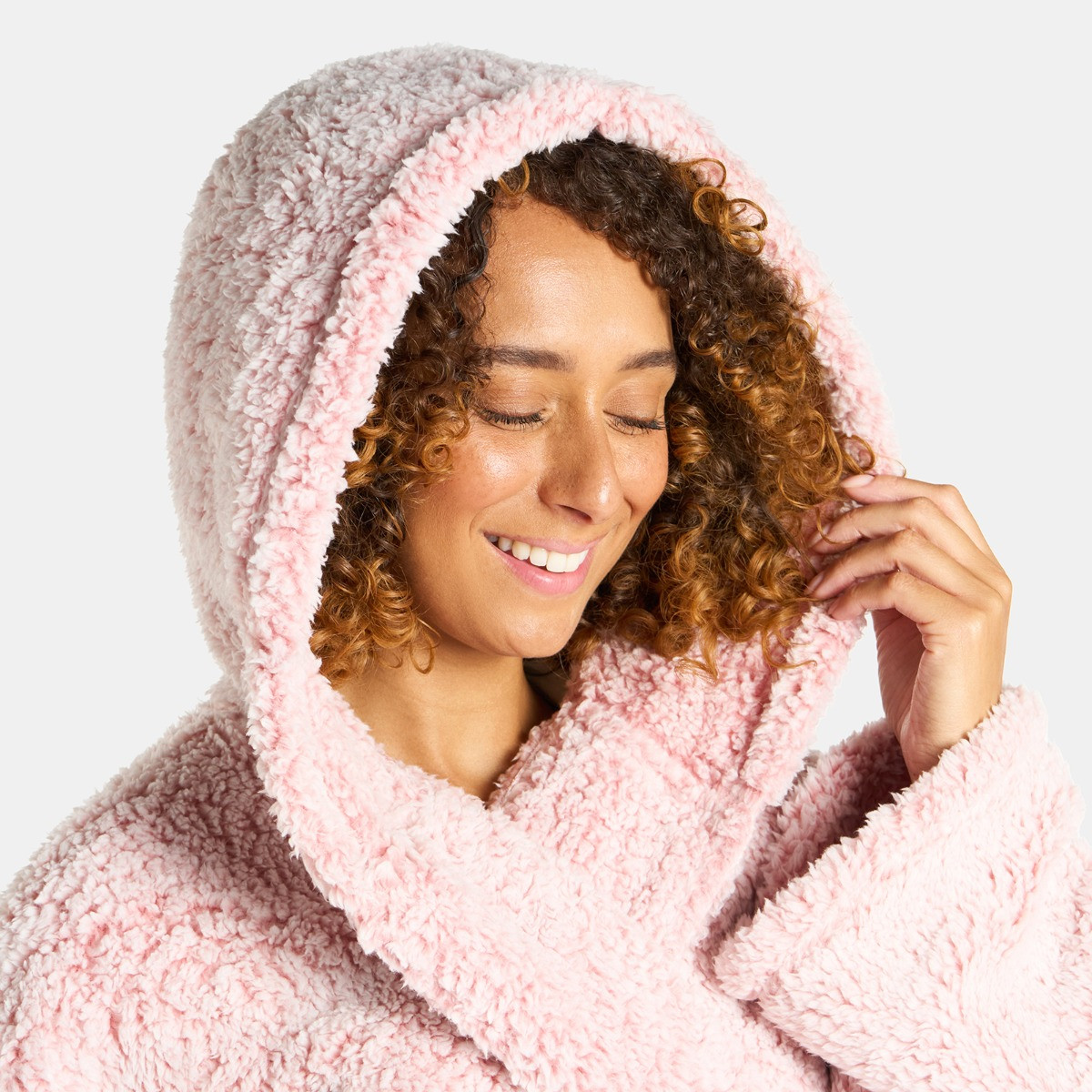 OHS Teddy Marl Dressing Gown - Blush>