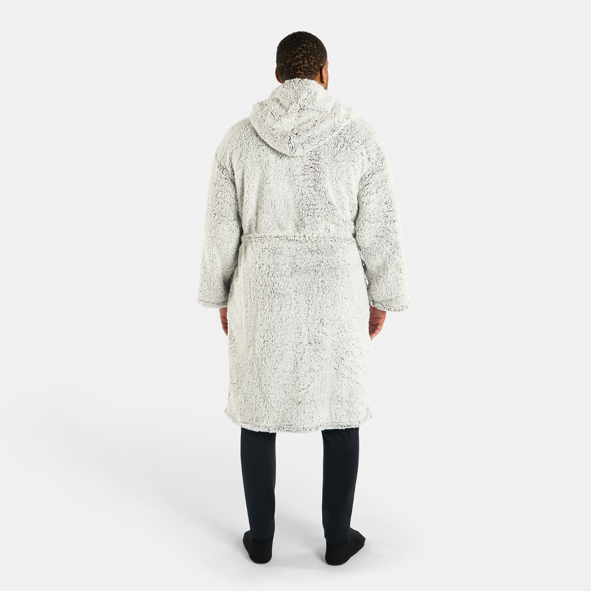 OHS Teddy Marl Dressing Gown - Charcoal>