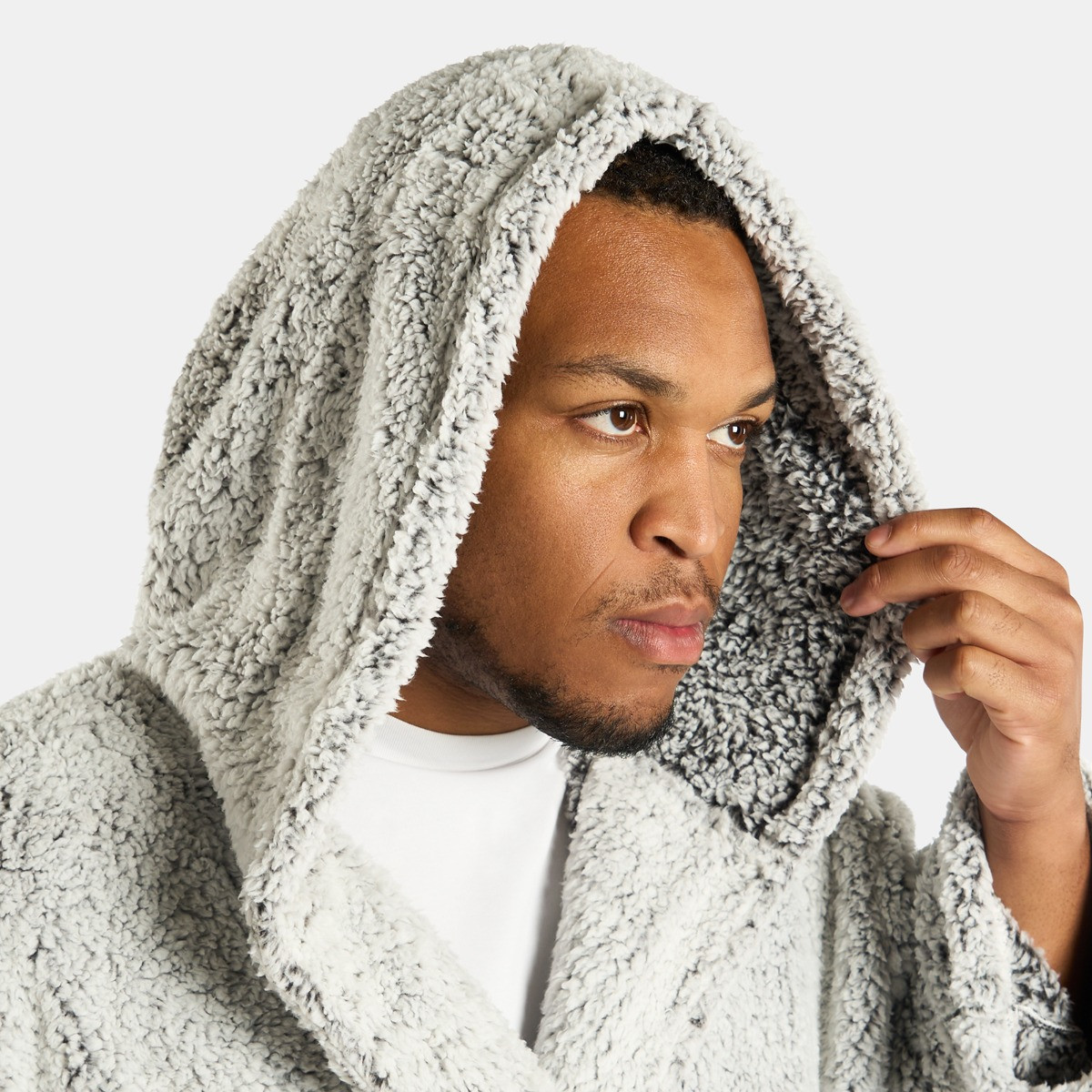 OHS Teddy Marl Dressing Gown - Charcoal>