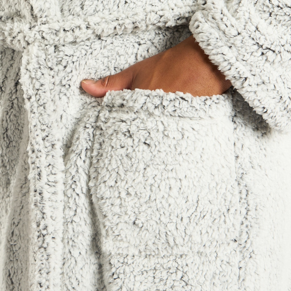 OHS Teddy Marl Dressing Gown - Charcoal>