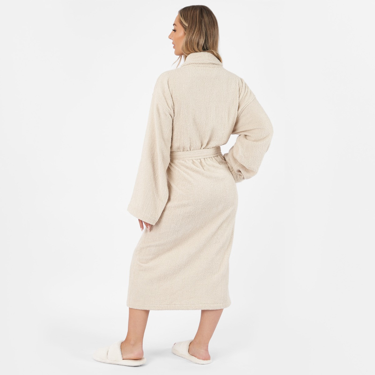 Brentfords 100% Cotton Towelling Dressing Gown, Adults - Natural Beige>