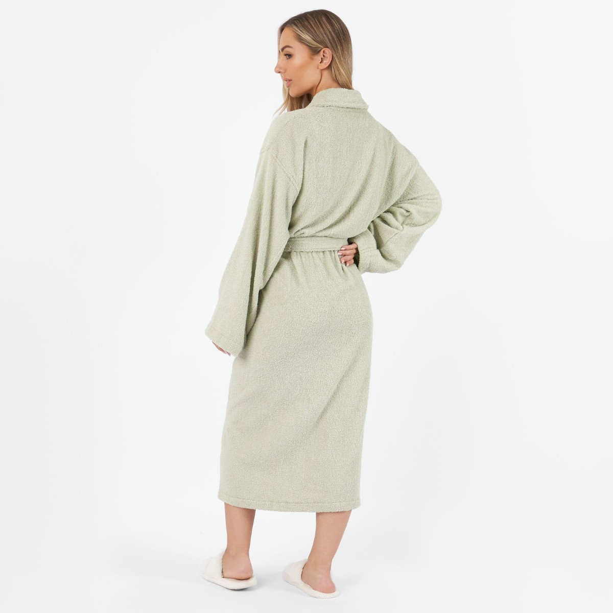 Brentfords 100% Cotton Towelling Dressing Gown, Adults - Sage Green>