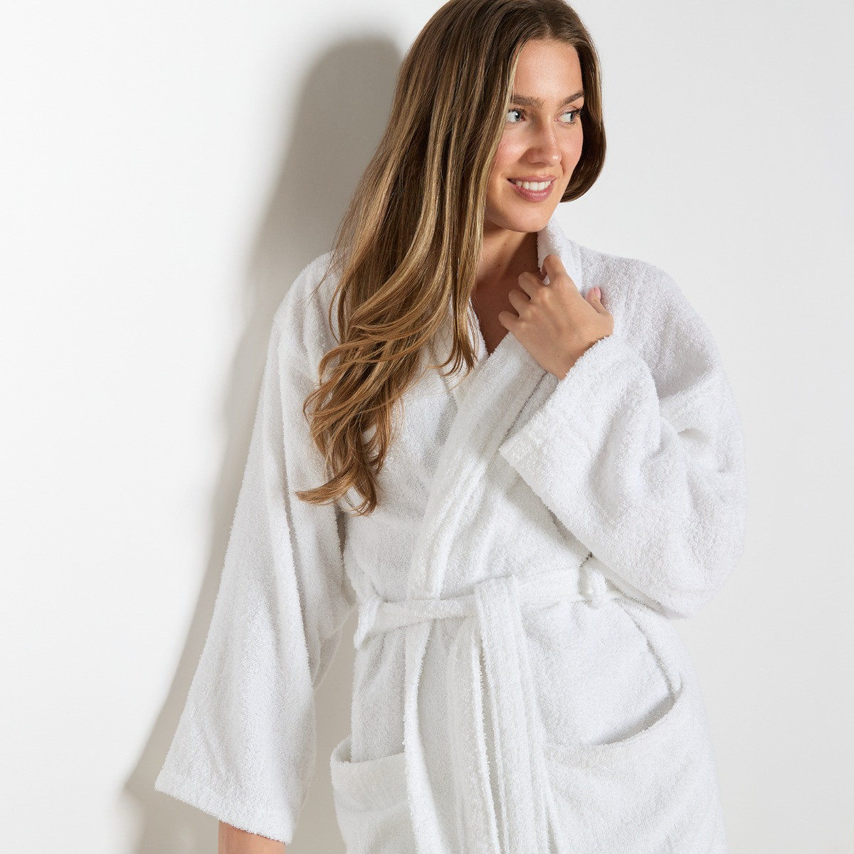 OHS 100% Cotton Towelling Dressing Gown, Adults - White>