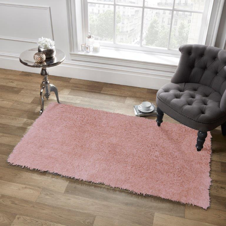 Sienna Large Shaggy Soft Floor Rug 5cm Pile, Blush Pink - 120 x 170cm>