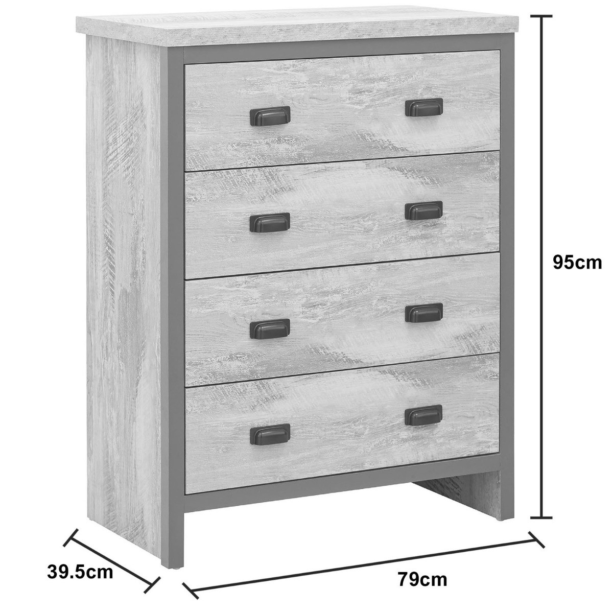 Boston 3 Piece Bedroom Furniture Set - Grey>