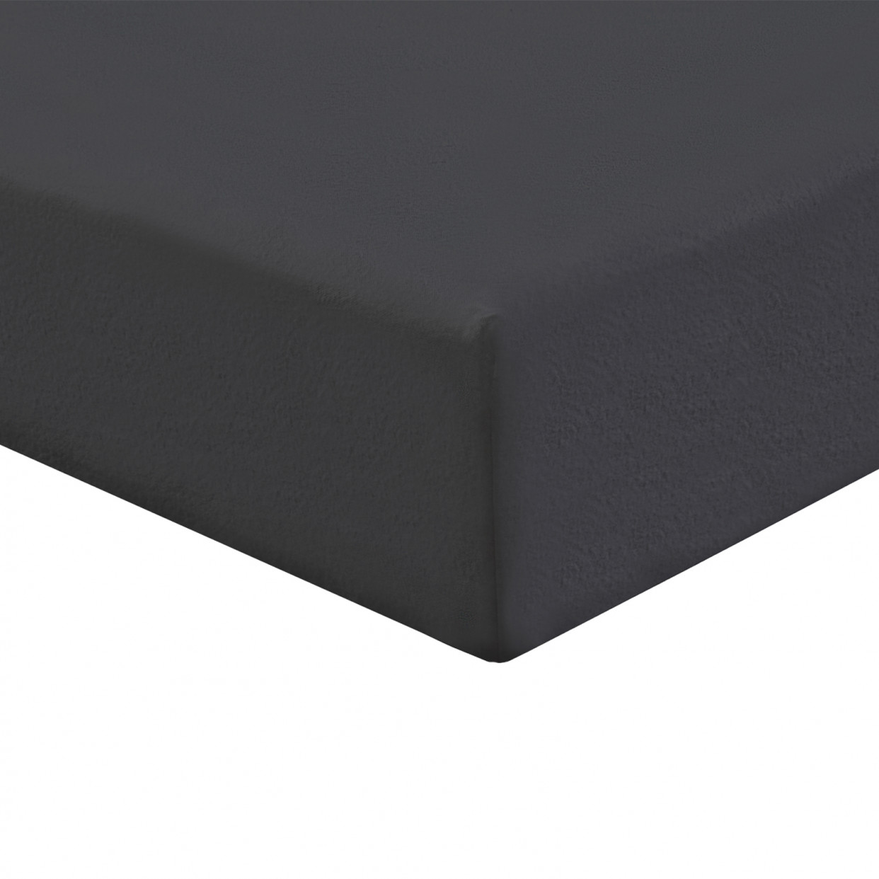 Highams 100% Cotton Fitted Bed Sheet, Plain Dye Charcoal Black - Super King>