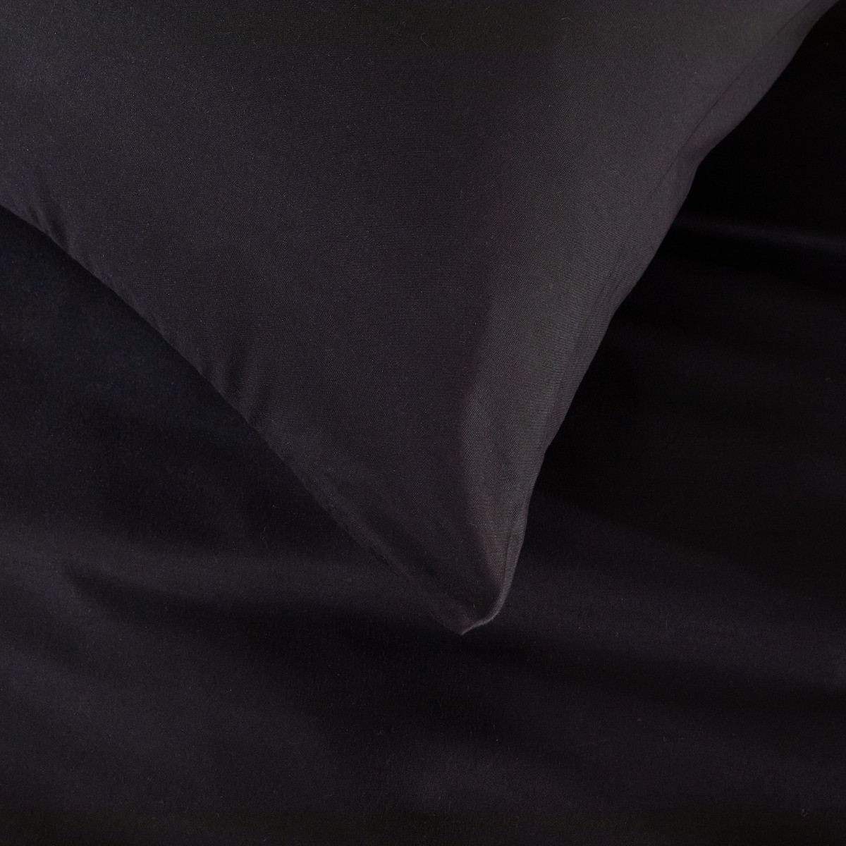 OHS Plain Duvet Cover Set - Black >