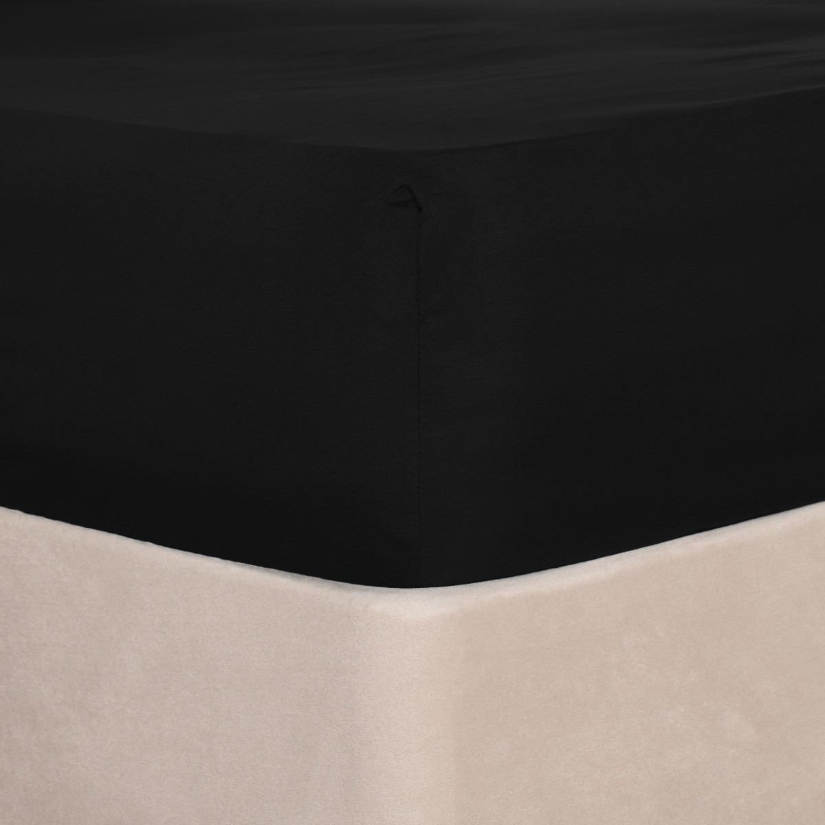 Brentfords Plain Dyed Double Fitted Sheet - Black>