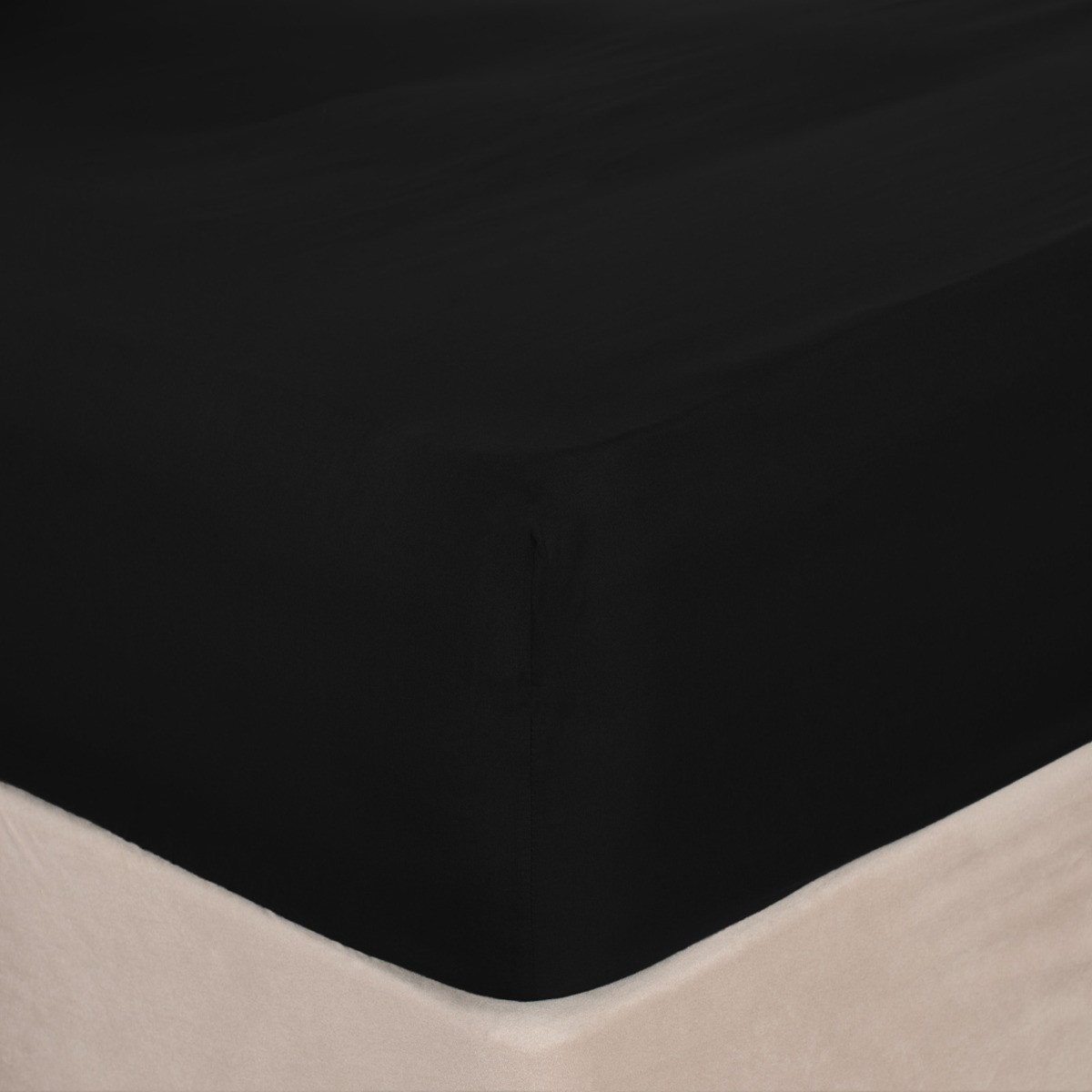 OHS Plain Dyed Deep Fitted Sheet - Black>