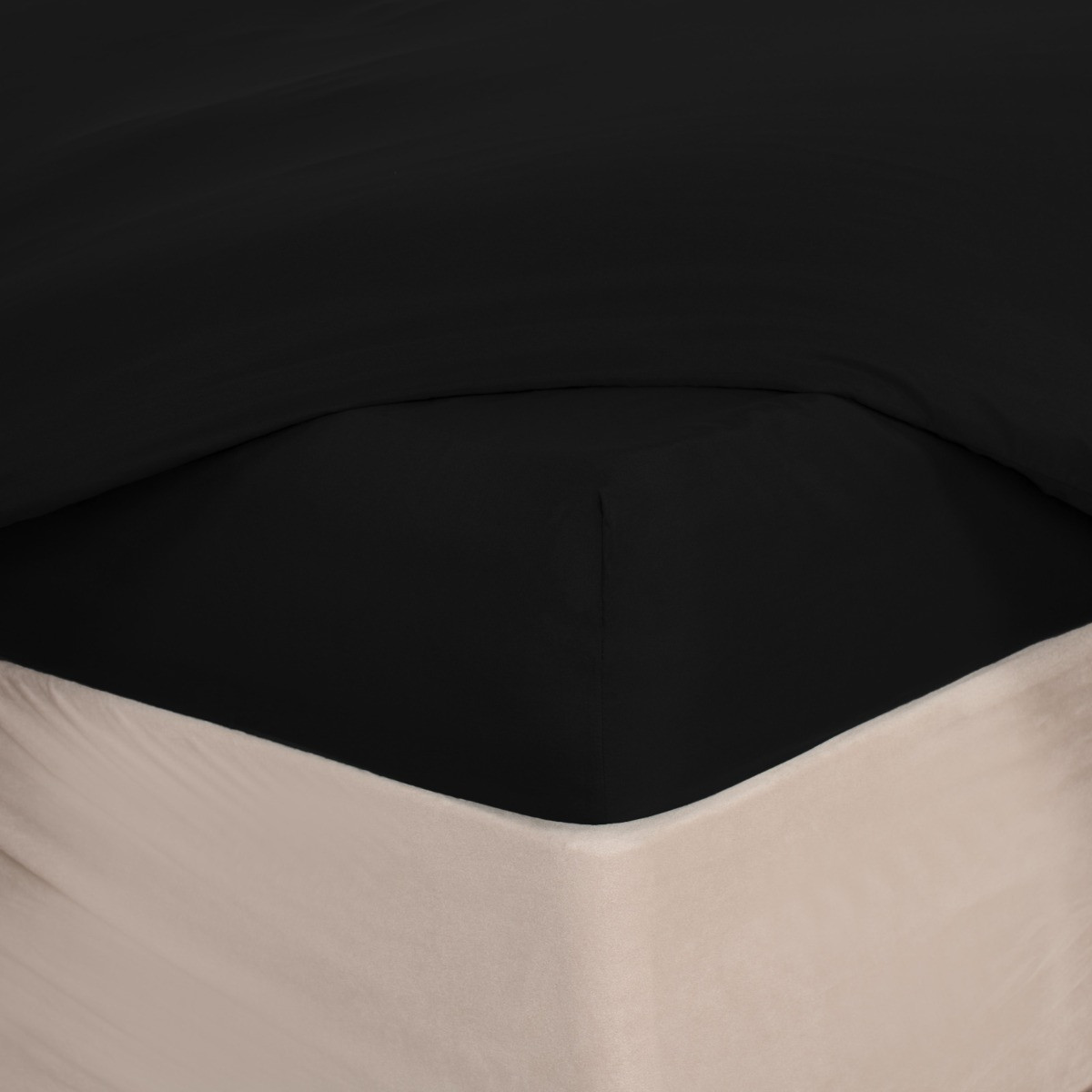 Brentfords Plain Dyed Double Fitted Sheet - Black>