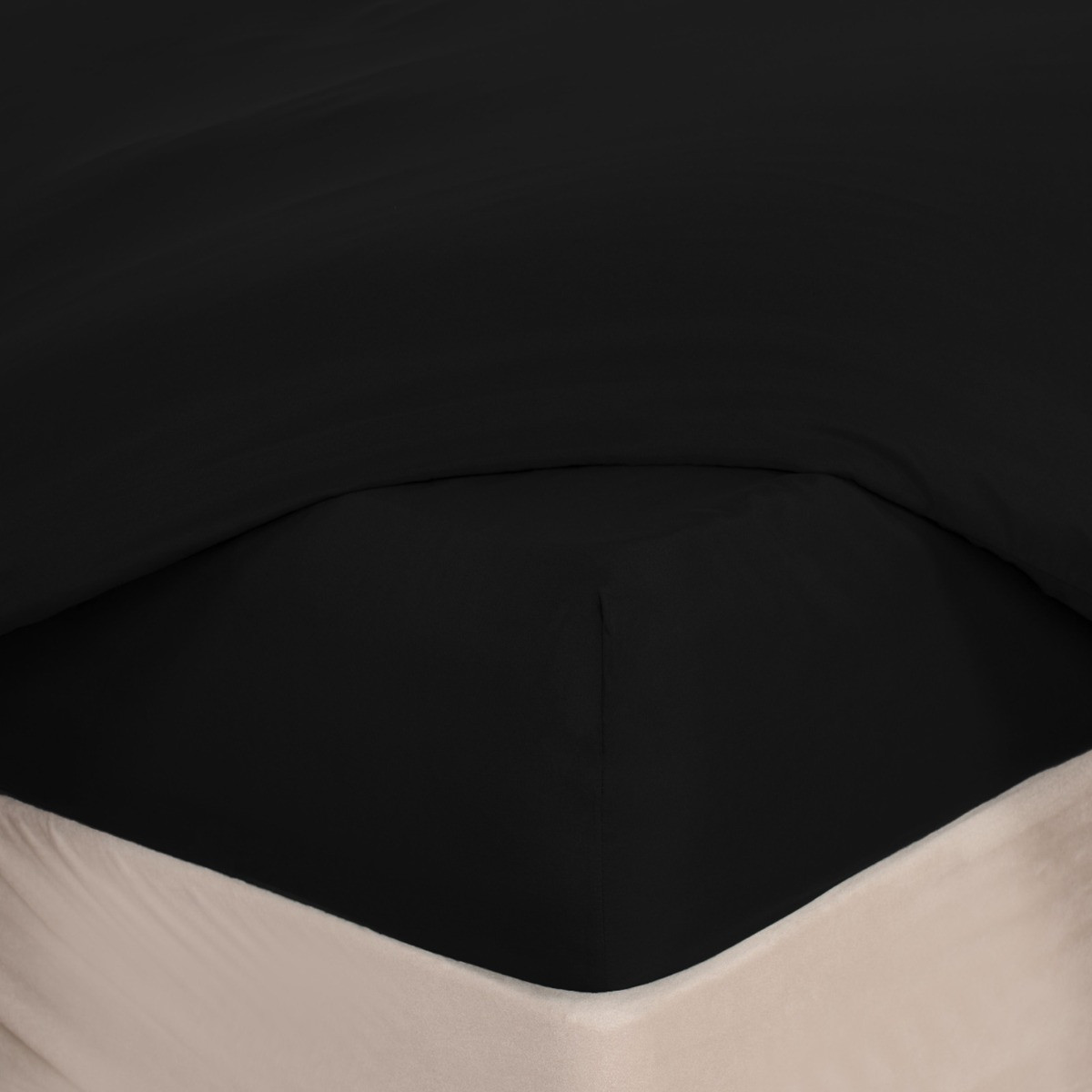 OHS Plain Dyed Deep Fitted Sheet, Black - Superking>
