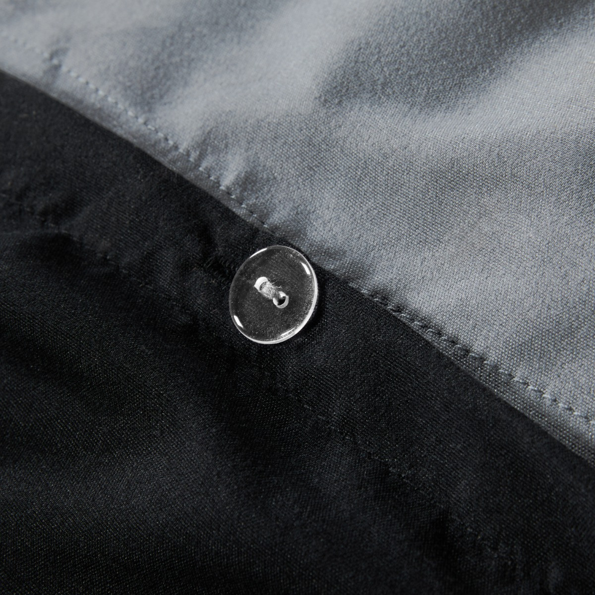 OHS Plain Duvet Cover King Size Set - Black/Grey>