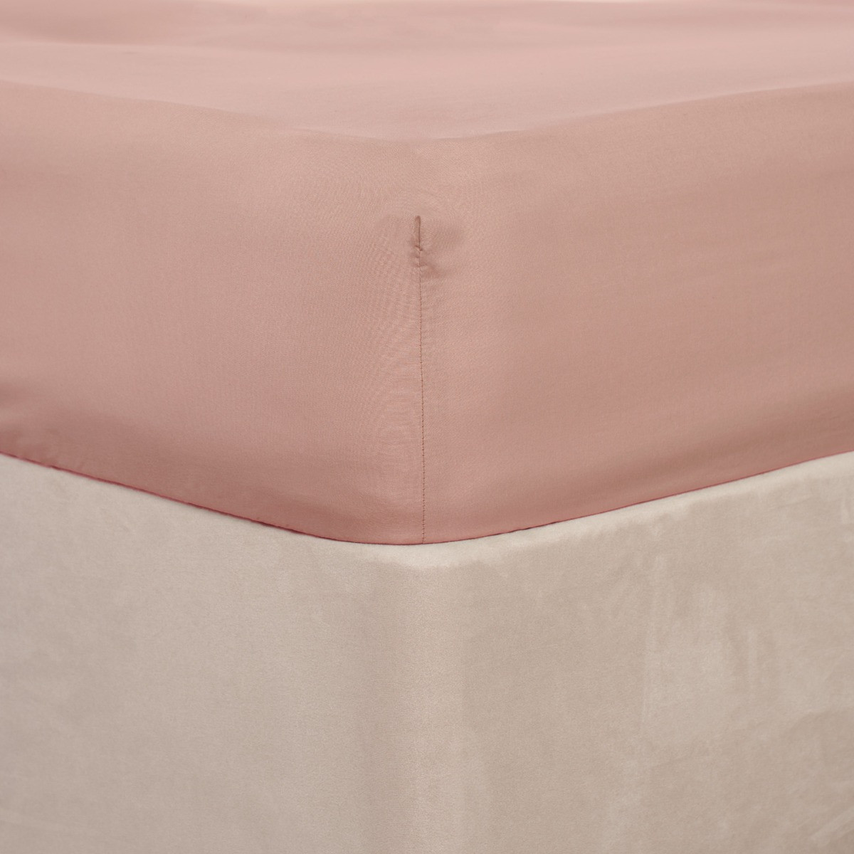 OHS Plain Fitted Bed Sheet, Blush Pink - Double>