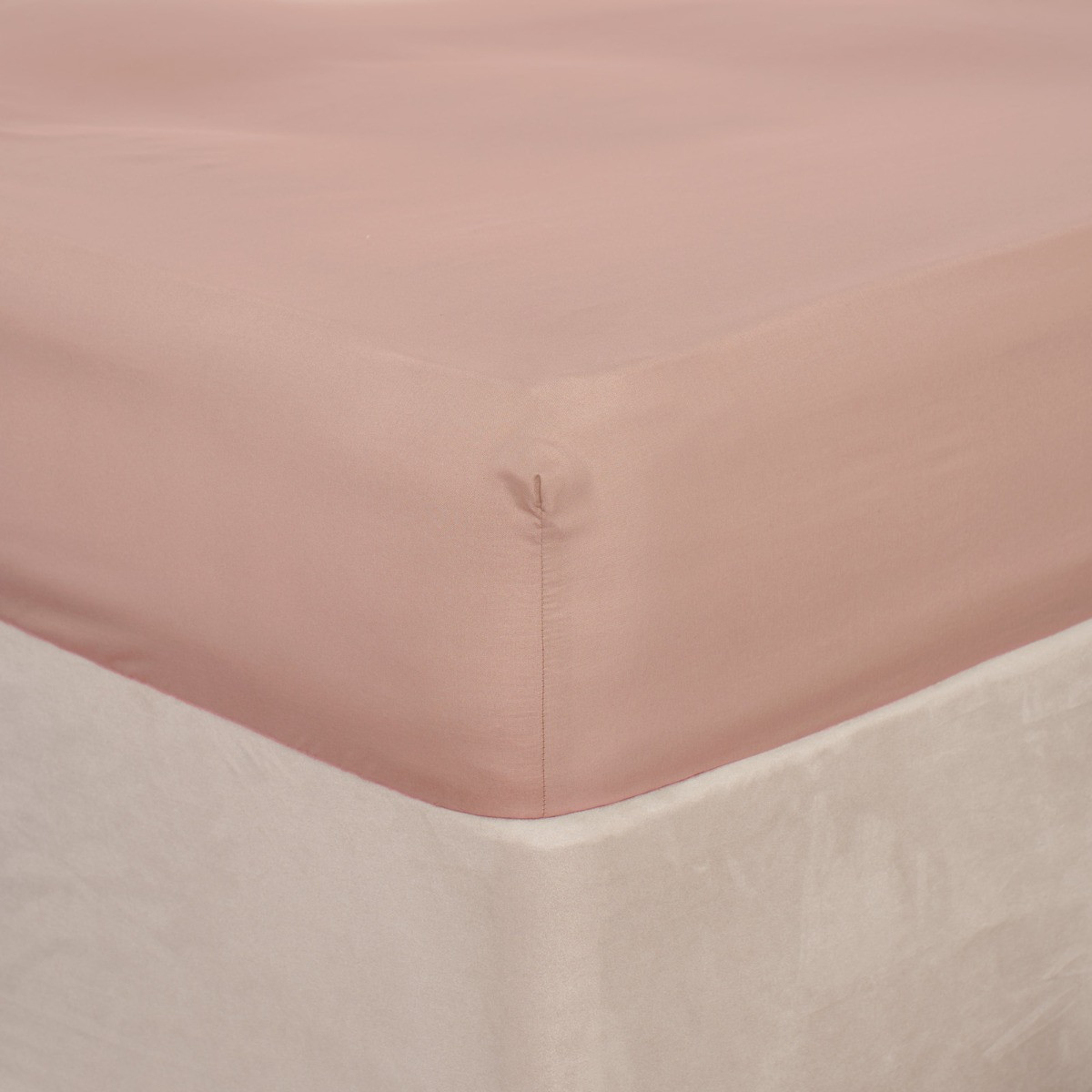 Brentfords Plain Fitted Bed Sheet, Blush Pink - Double>