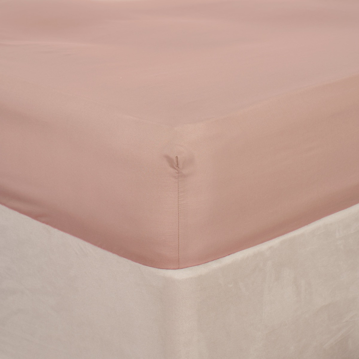 OHS Plain Fitted Bed Sheet, Blush Pink - Super King>