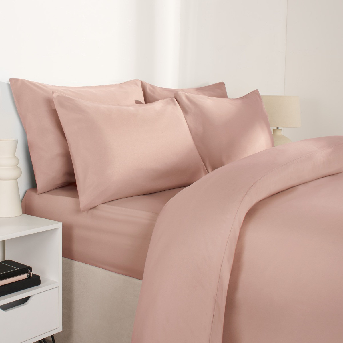 OHS Plain Duvet Cover Set, Blush Pink - King>